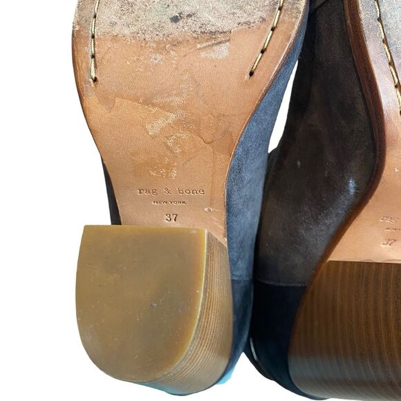 Rag & Bone Women's 7 Harrow Suede Leather Bootie Charcoal Gray Heeled Western - Picture 10 of 10